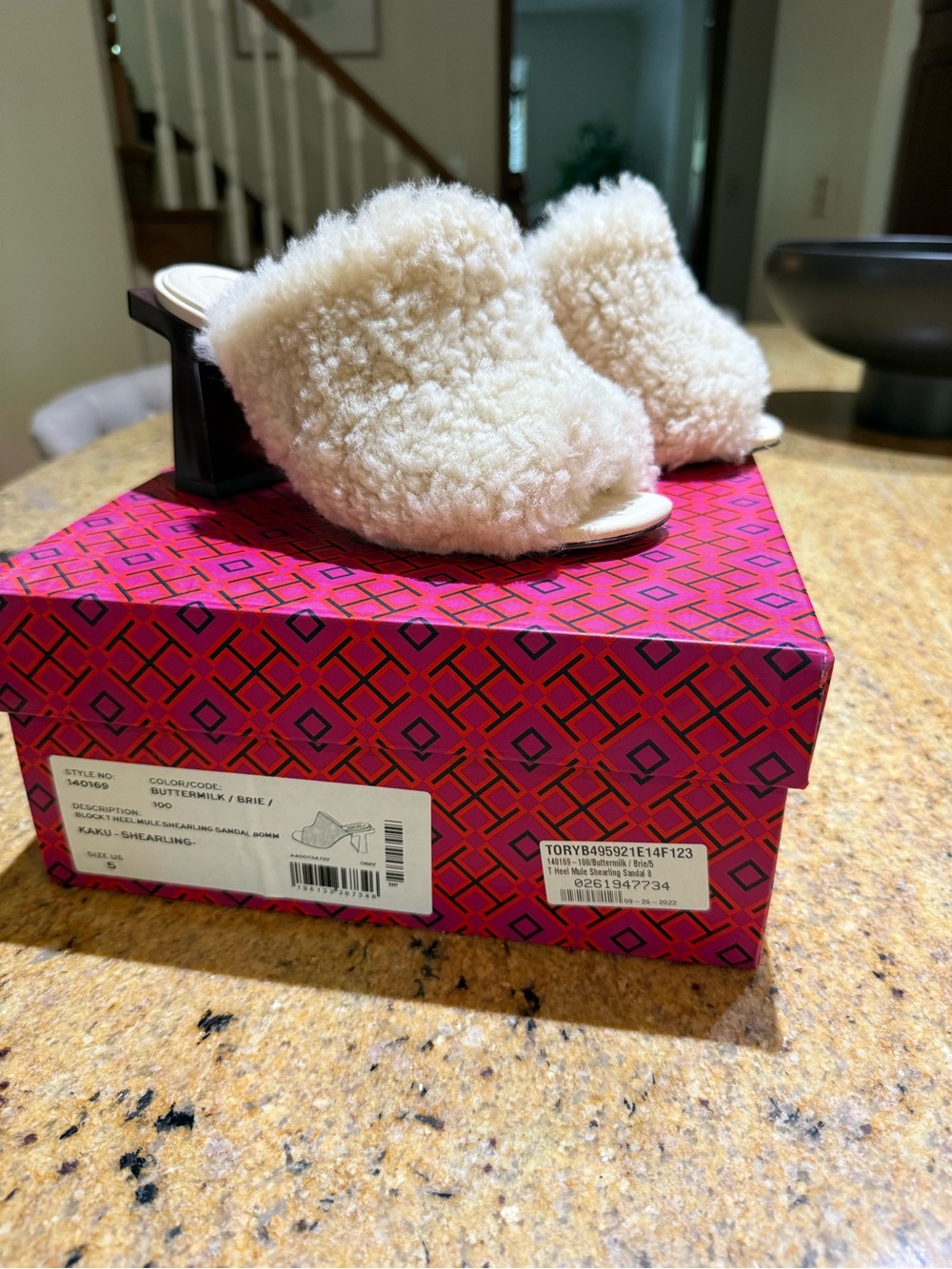 EUC Tory Burch Shearling Mule Sandals